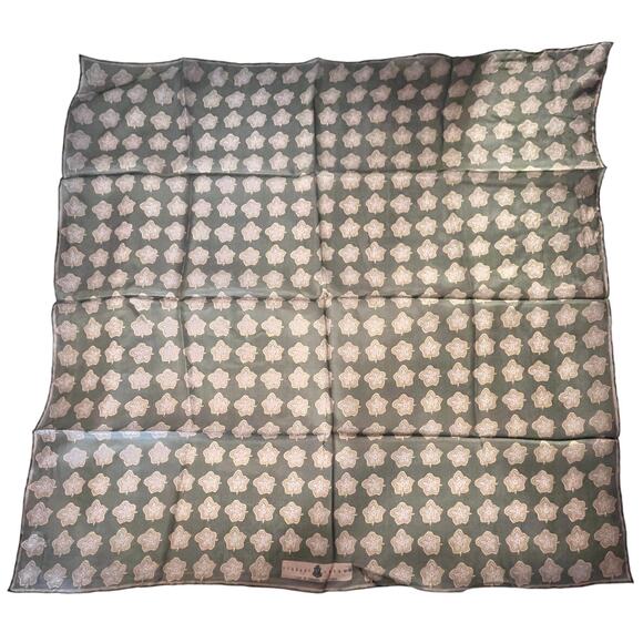ROBERT TALBOTT Fine Silk Scarf Printed in Italy  - Brown / Blu - Semi Sheer - Picture 1 of 11